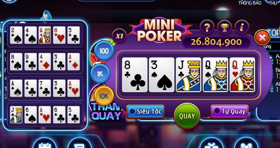 Chia sẻ bí kíp chơi mini poker ăn tiền thật từ cao thủ
