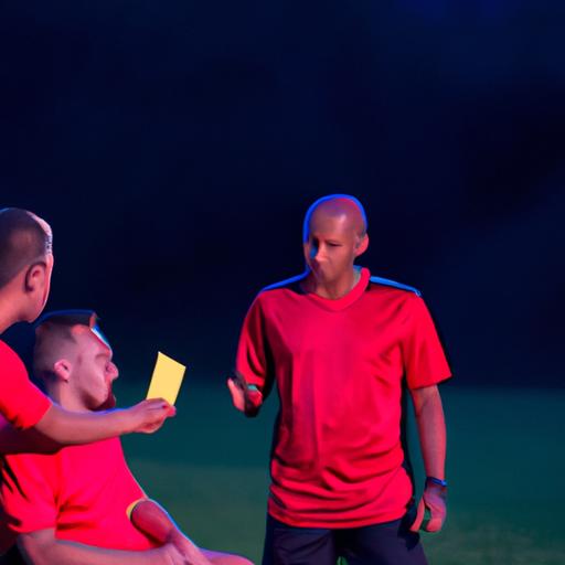 Cầu thủ tranh luận với trọng tài sau khi nhận thẻ đỏ